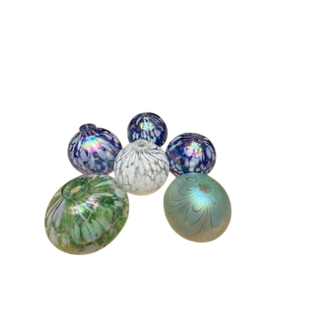 "Pottery Barn" Set 0f 6- 3 are Pottery Barn‎ and the other 3 are hand Blown Orbs
